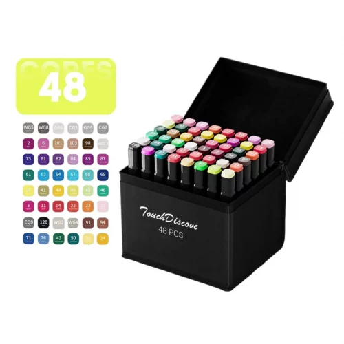 Conjunto Canetas Marcador Canetinha Ponta Dupla 48 Cores Kit