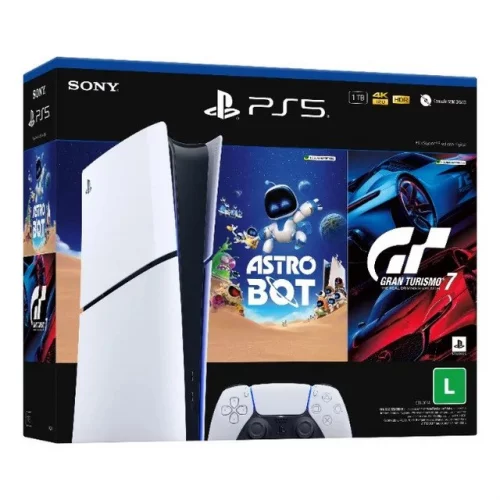 🛍️Console Playstation®5 Slim Digital - Pacote Astro Bot E Gran Turismo 7 Branco 🛍️Console Playstation®5 Slim Digital - Pacote Astro Bot E Gran Turismo 7 Branco