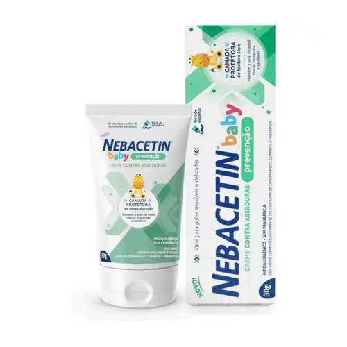 Creme Contra Assaduras Nebacetin Baby Prevenção - Pele Macia Hidratada e Saudável  Para Peles Sensíveis e Delicadas  Creme de Assadura Bebê - 30g