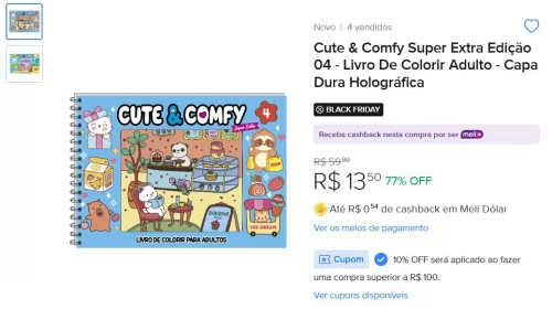 🔥 Cute & Comfy Super Extra Edição 04 - Livro De Colorir Adulto - Capa Dura Holográfica
