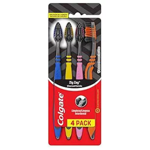 Escova Dental Colgate ZigZag Carvão 4 unid