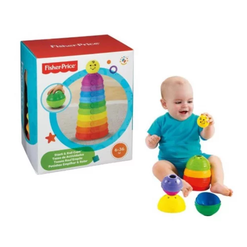 Fisher-Price Brinquedo para Bebês Potinhos Empilhar & Rolar para crianças a partir de 6 meses