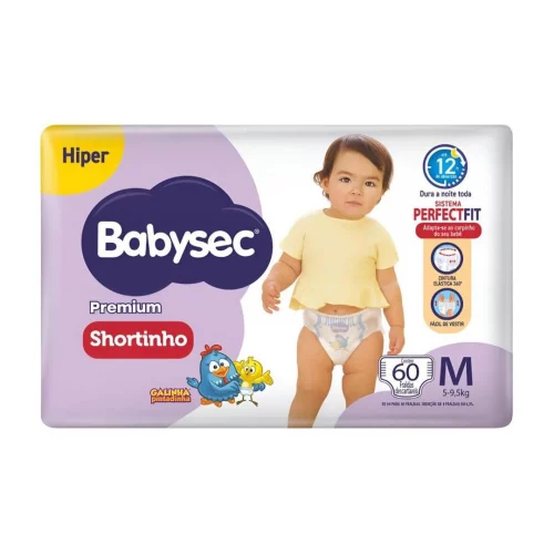 Fralda BabySec Premium Galinha Pintadinha Shortinho M com 60 unidades