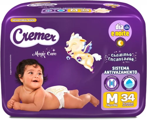 Fralda Cremer Magic Care M com 34 Unidades
