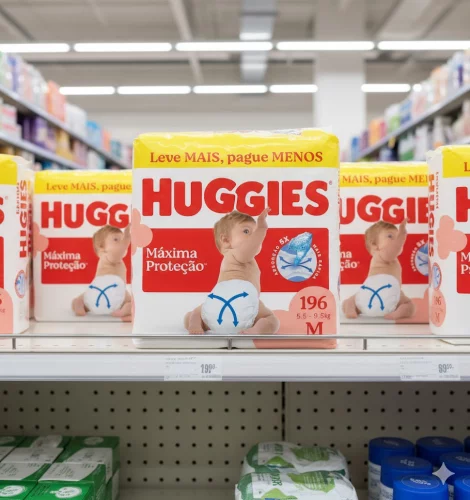 🫧 Fralda Descartável Huggies Máxima Proteção Tamanho M 196 unidades