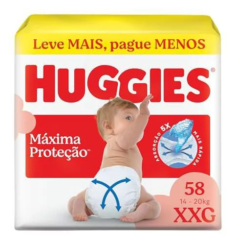 Fralda Descartável Huggies Máxima Proteção Tamanho XXG 58 unidades