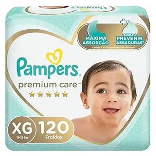 Fralda Descartável Pampers Premium Care – Tamanho XG, 120 Unidades