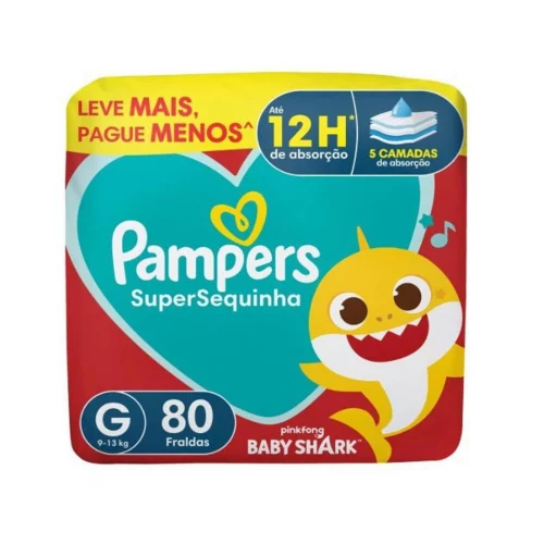 Fralda descartável Pampers Supersequinha, Tamanho G 80 Unidades