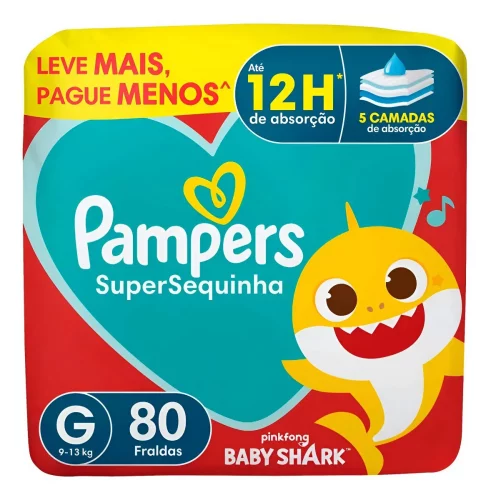 Fralda descartável Pampers Supersequinha, Tamanho G 80 Unidades,