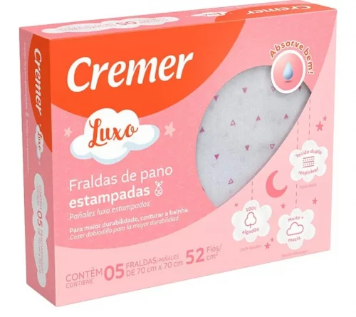 Fralda Luxo Estampa Feminina PC com 5 Unidades, Cremer