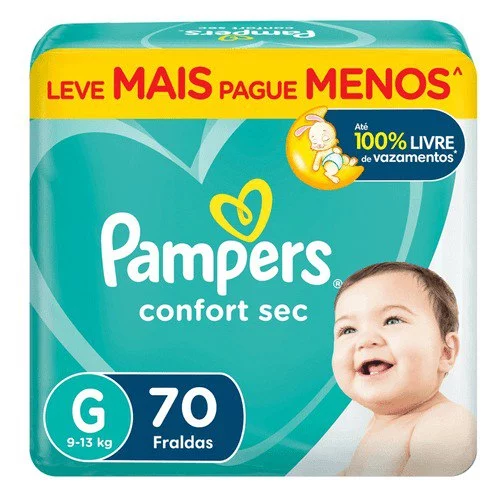 Fralda Pampers Confort Sec G com 70 Unidades