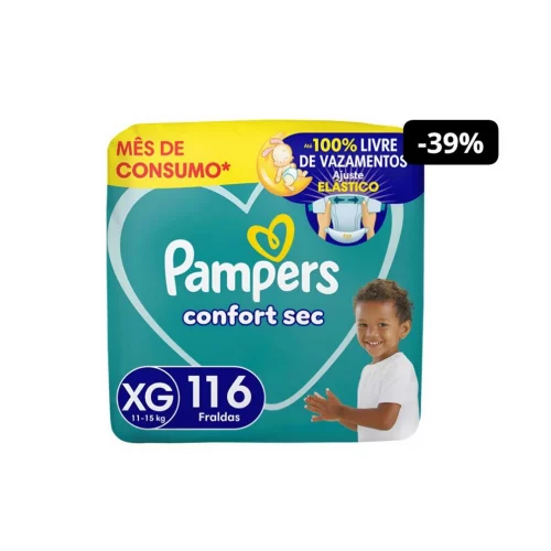 Fralda Pampers Confort Sec Tamanho Xg 116 Unidades Fralda Pampers Confort Sec Tamanho Xg 116 Unidades