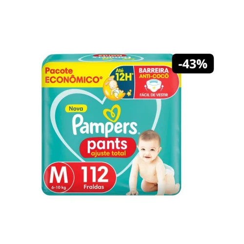 Fralda Pampers Pants Ajuste Total M 112 Unidades Fralda Pampers Pants Ajuste Total M 112 Unidades