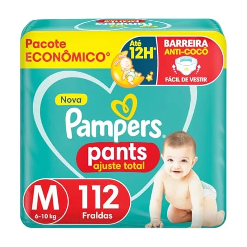 🛍️Fralda Pampers Pants Ajuste Total Tamanho M 112 Unidades