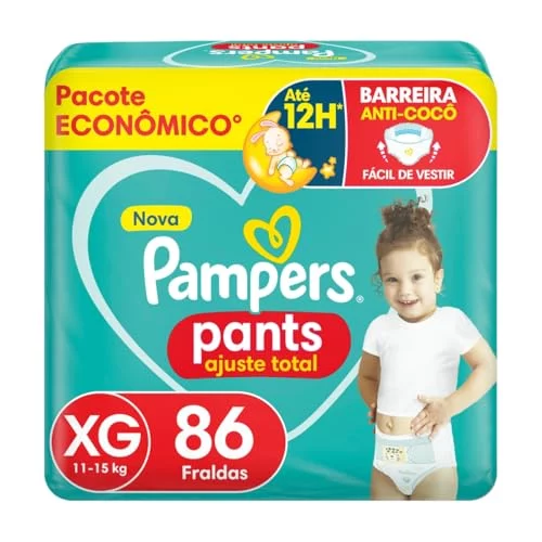 🛍️Fralda Pampers Pants Ajuste Total Tamanho XG 86 Unidades