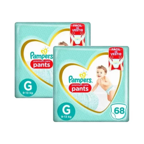 Fralda Pampers Pants Premium Care G 136 unidades (2x68)