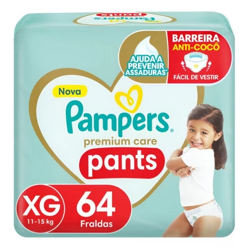 🛍️Fralda Pampers Premium Care Pants Xg, 64 Unidades