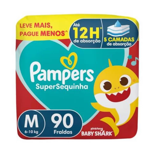 Fralda Pampers Supersec M - 90 fraldas