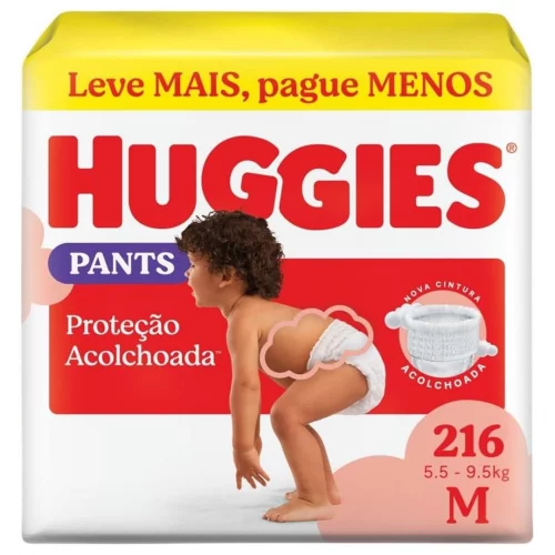 Fralda Pants Huggies Proteção Acolchoada Tamanho M 216 unidades (3x72)