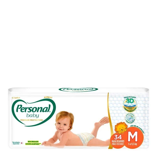 Fralda Personal Baby Premium Protection M Com 34 Unidades
