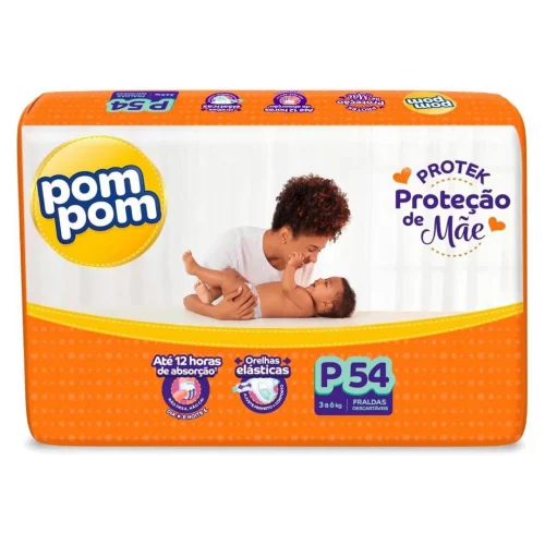 Fralda Pom Pom Protek Proteção de Mãe Mega P 54 Unidades