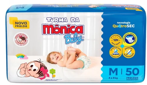 Fralda Turma da Mônica Baby Mega M 50 Unidades