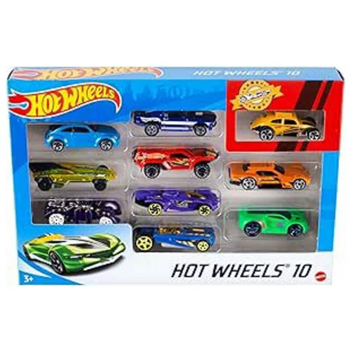 Hot Wheels Diecast Veículo de Brinquedo Pacote Surpresa 10 carros para crianças a partir de 3 anos