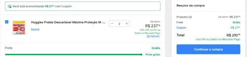 🔥 Huggies Fralda Descartável Máxima Proteção M - 172 Un