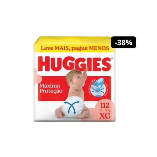 Huggies Fralda Descartável Máxima Proteção Xg - 112 Un Huggies Fralda Descartável Máxima Proteção Xg - 112 Un