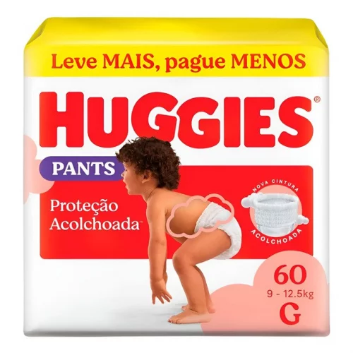 🛍️Huggies Fralda Pants Roupinha Proteção Acolchoada G - 60 Un