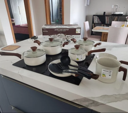 Jogo De Panelas Com 10 Peças Mimo Style Pratic Cook Mármol Cor Branco