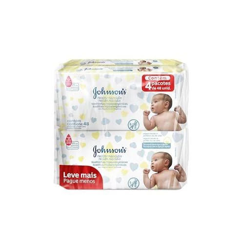 🛍️Johnson's Baby Lenços Umedecidos Recém Nascido, 192 Unidades