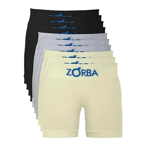 🛍️Kit 10 Cuecas Zorba Infantil Boxer sem Costura Algodão 678 Mescla/Preto/Amarelo - G