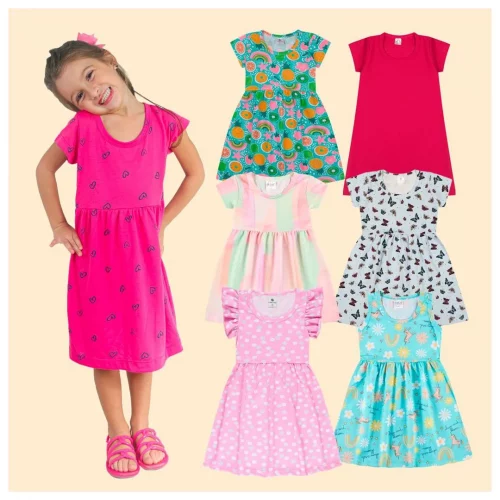 Kit 2 Vestidos Retro Para Criança Menina Infantil Sortidos