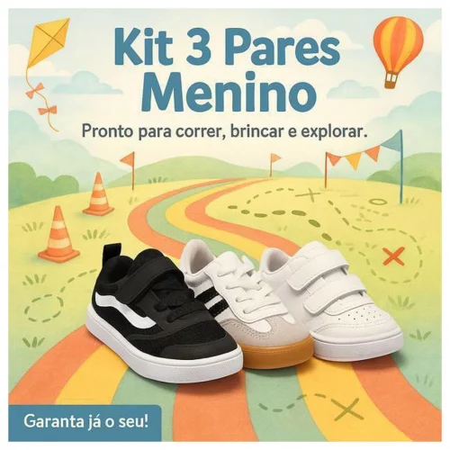 Kit 3 Tênis Bebê Menino  – Conforto e Segurança para Brincadeiras - Envio Rápido