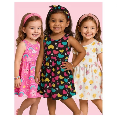 Kit 3 Vestido Infantil Menina Bebe Verão Princesa Criança