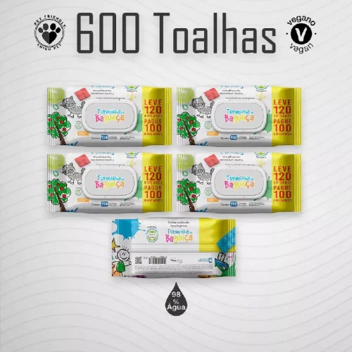 Kit 5 Pacotes Toalhas Umedecidas TURMINHA DA BAGUNÇA 120 folhas
