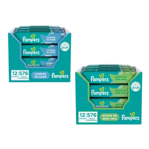 Kit Lenços Umedecidos Pampers 576 Unidades (12 pacotes com 48 un cada) Kit Lenços Umedecidos Pampers 576 Unidades (12 pacotes com 48 un cada)