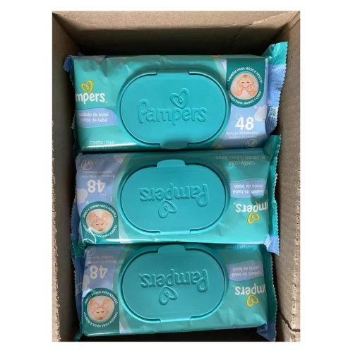 Kit Pampers Lenços Umedecidos Cuidado de Bebê 576 Unidades (12 pacotes com 48 un cada)