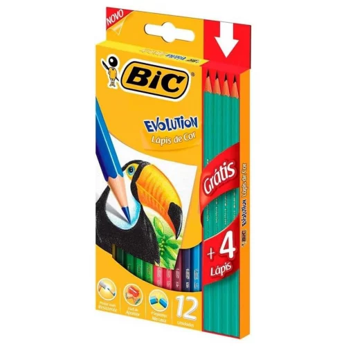 Lápis de Cor BIC Evolution, 12 cores + 4 Lápis de Escrever, 902545, 1 unidade
