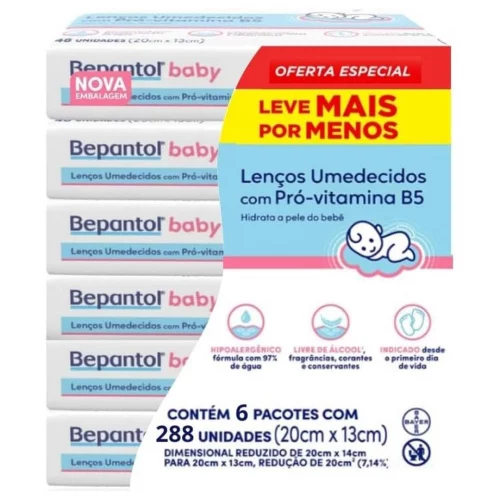 Lenço Umedecido, Bepantol Baby, 288 unidades, Leve Mais e Pague Menos