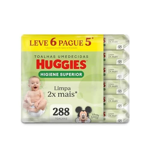 🛍️Lenços Huggies Higiene Superior Limpam 2x Mais com 288 unidades