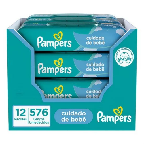 🛍️Lenços Umedecidos Pampers, Cuidado De Bebê 12 Pacotes Em Total 576 Unidades