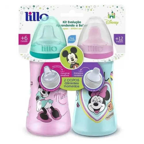 Lillo Kit 2 Copos Colors Bico De Silicone Disney Minnie Rosa