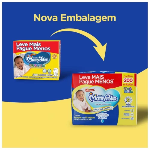 MamyPoko Lenços Umedecidos Dia&Noite 200 Unidades (4 Pcts de 50 Uni. Cada)
