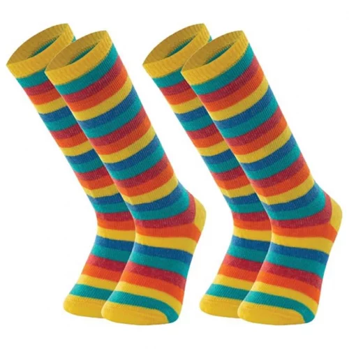 MASH BEBÊ INFANTIL Kit 2 Pares Meia Cano Longo Listrada Unissex, 2 Amarelo Médio, 16-21