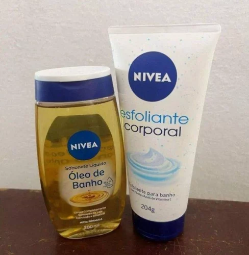 NIVEA Kit : Sabonete Líquido Natural Oil 200Ml + Esfoliante Corporal Para Banho 200Ml