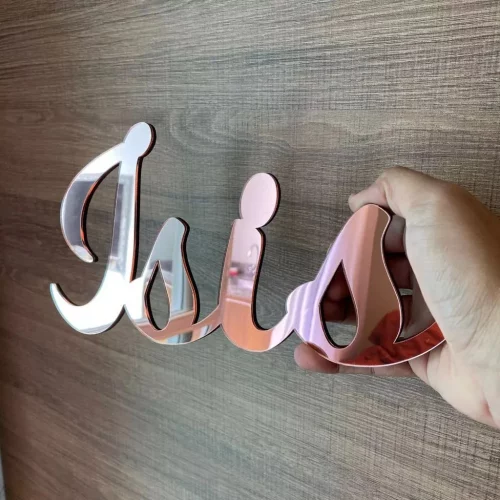 Nome Personalizado Acrílico Personalizado Espelhado Para Quarto De Criança
