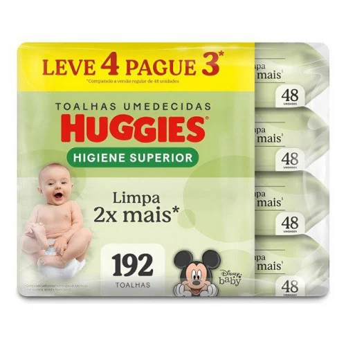 🛍️Pack Toalha Umedecida Disney Baby Huggies Max Clean Pacote 4 Unidades Leve Mais Pague Menos
