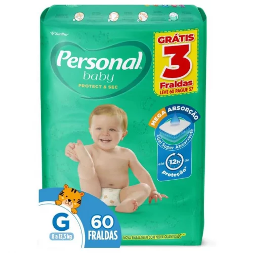 Personal Fralda Baby Protect&Sec G, Leve 60 Pague 57 Unidades